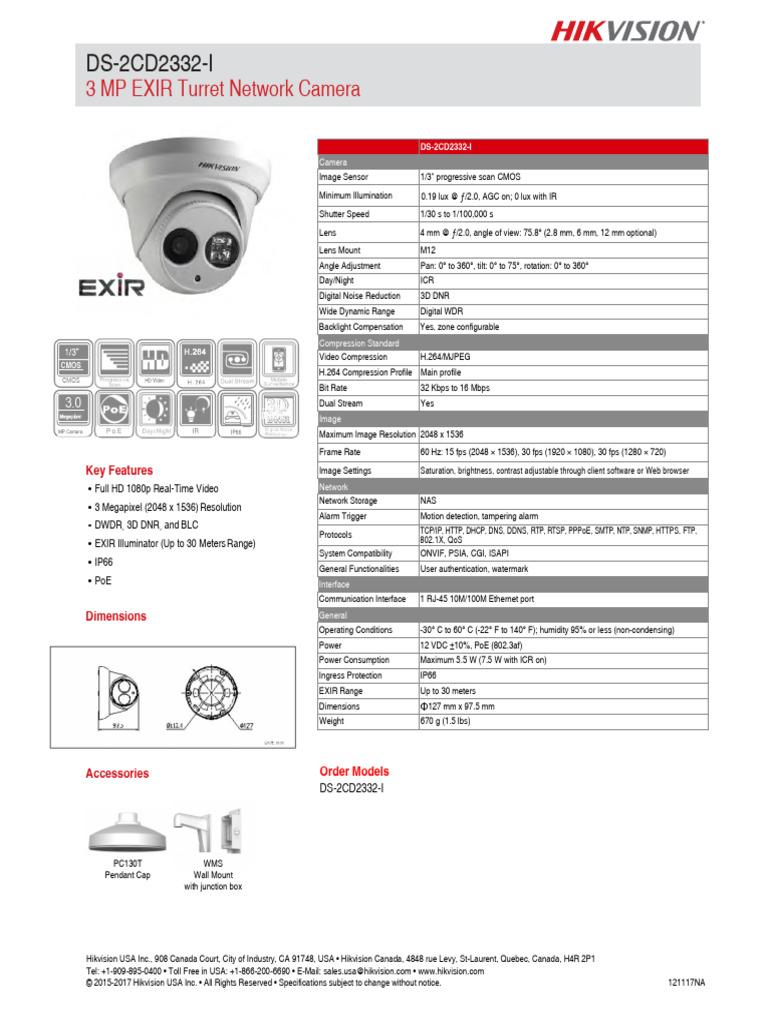 3 MP EXIR Turret Network Camera | PDF | Frame Rate | Camera