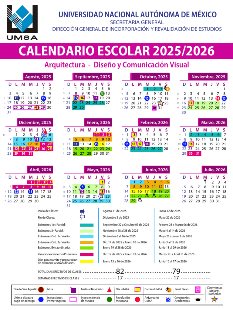 Calendario Académico UNAM 2025-2026 | PDF