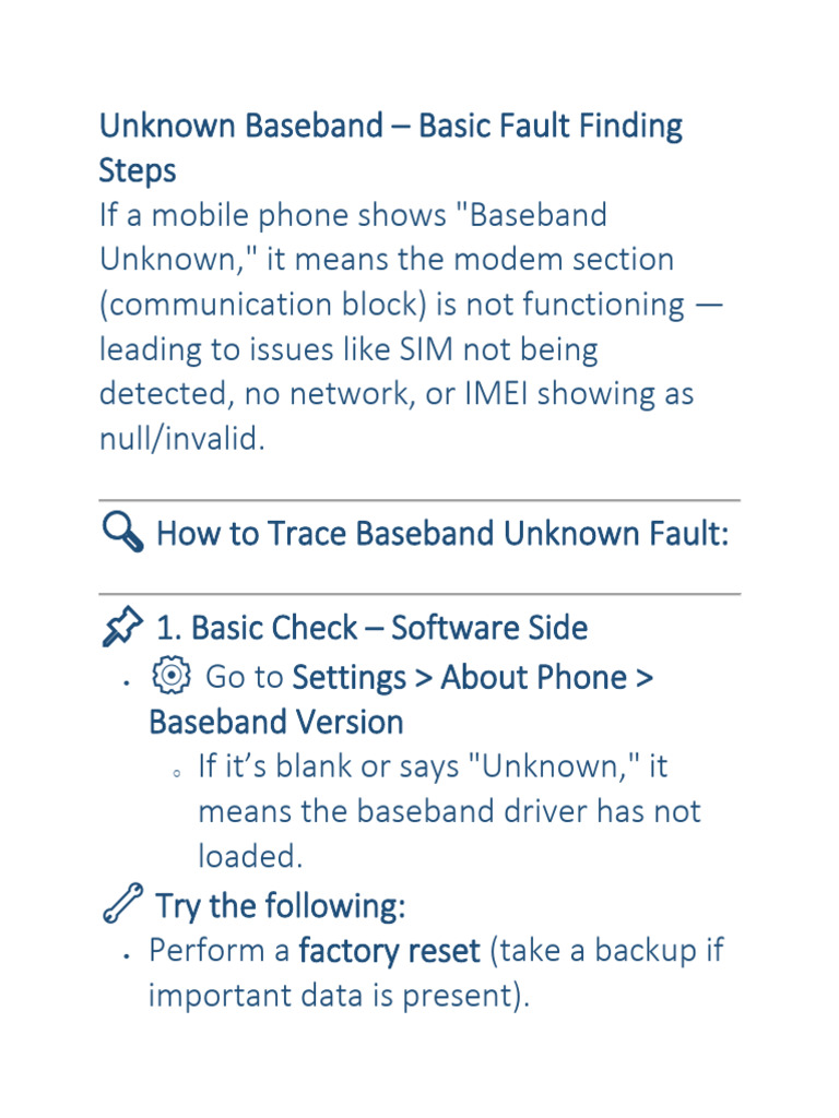 Unknown Baseband Fault Finding Basic Steps ENGLISH | PDF | Computer ...