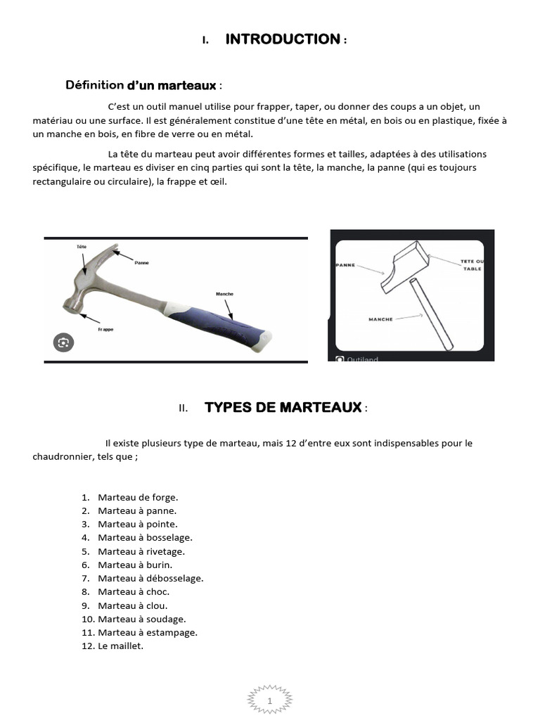 Types et fonctions des marteaux industriels | PDF | Marteau (outil) | Rivet