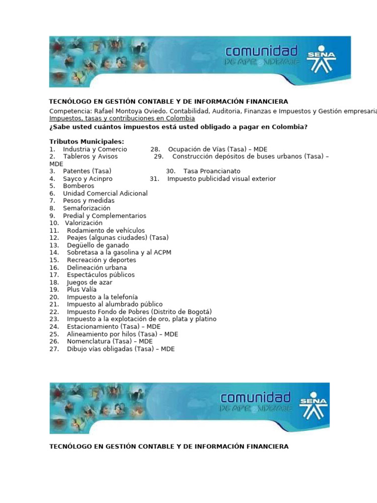 Impuestos en Colombia: Guía Completa | PDF | Impuestos | Economias