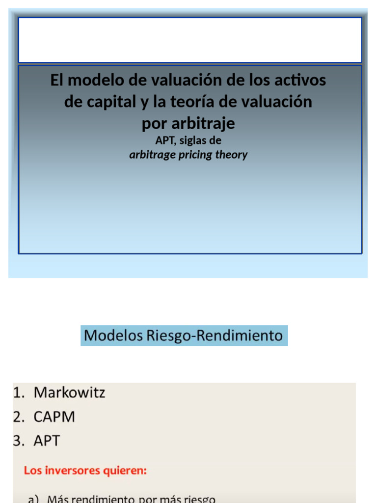 Teoría APT y Riesgo en Valuación | PDF | Modelo de fijación de precios ...