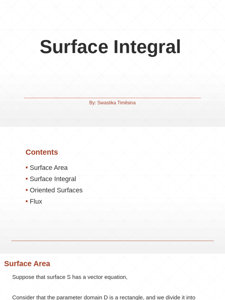 Surface Integral | PDF | Integral | Area