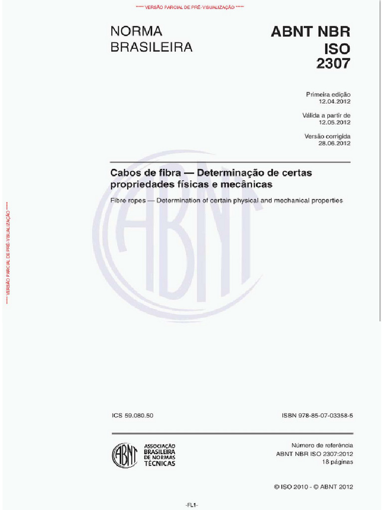 NBR ISO 2307 Cabos de Fibra - Determinação de Certas Propriedades ...