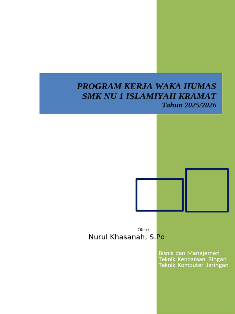 Program Kerja Waka Humas SMK NU 1 Kramat | PDF