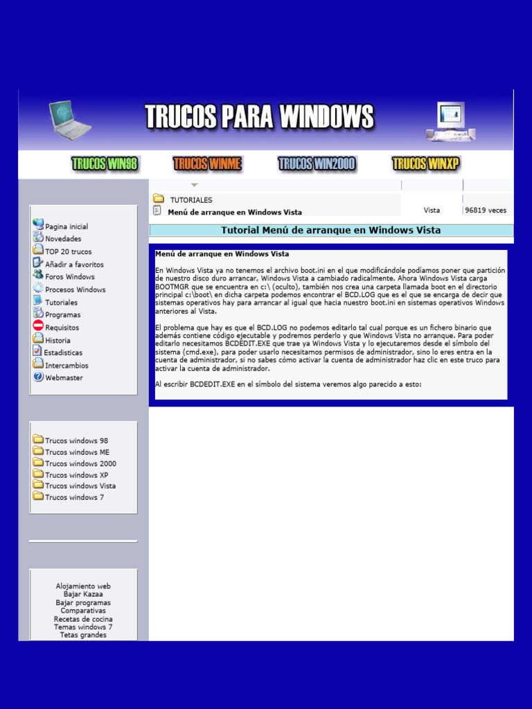 Menu de Arranque en Windows Vista para Dos Sistemas Operativos | PDF ...