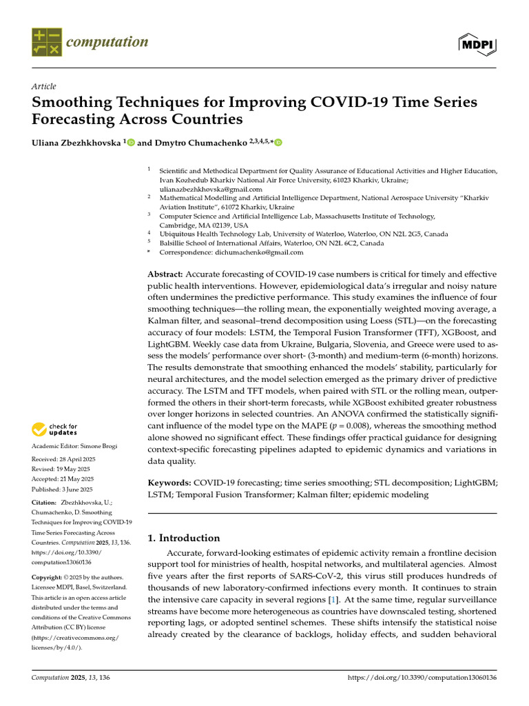 Smoothing Techniques For Improving COVID-19 Time Series | PDF ...