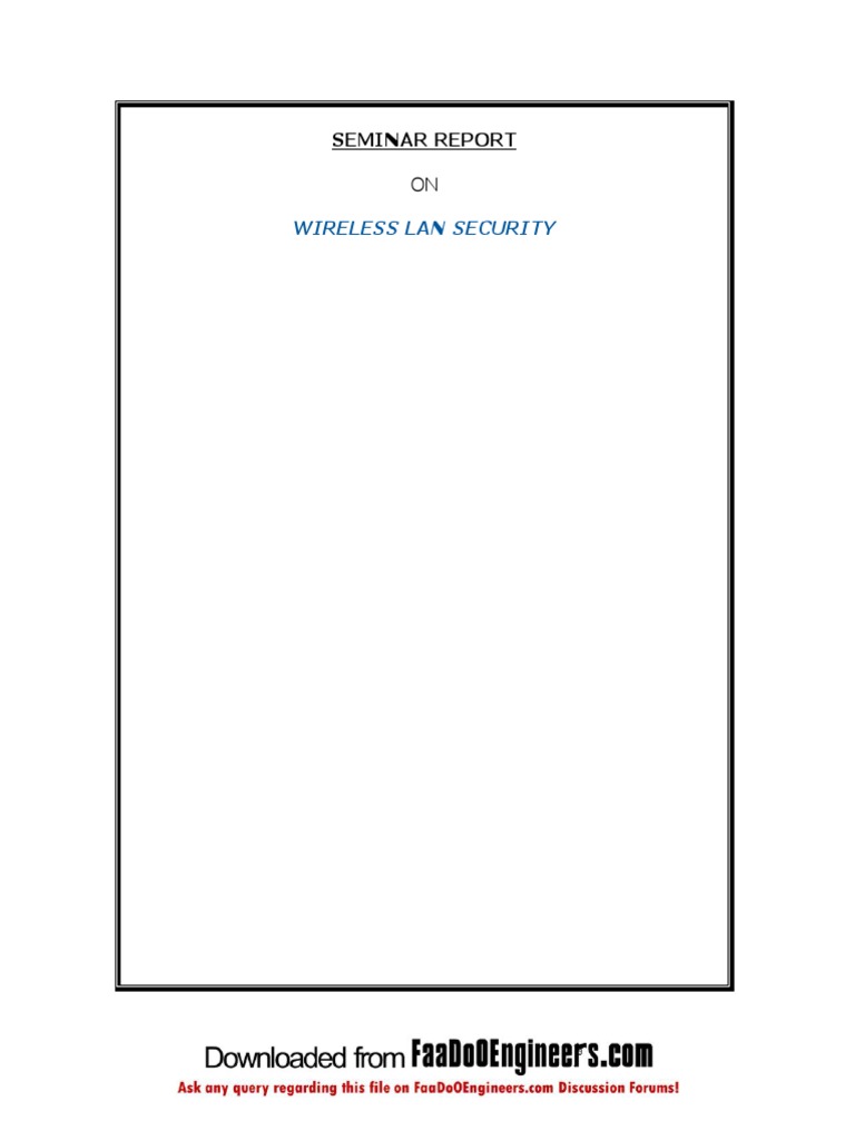 Wireless Lan Security Full Report | PDF | Ieee 802.11 | Antenna (Radio)