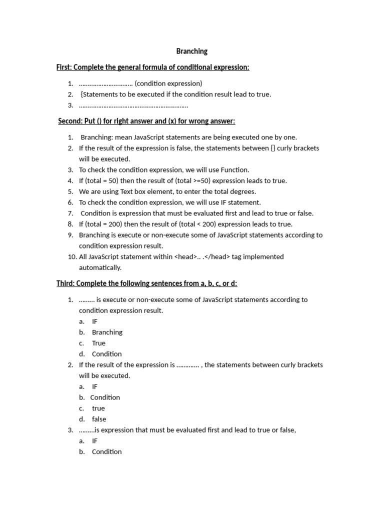 JavaScript Branching and Data Validation Guide | PDF | Button ...