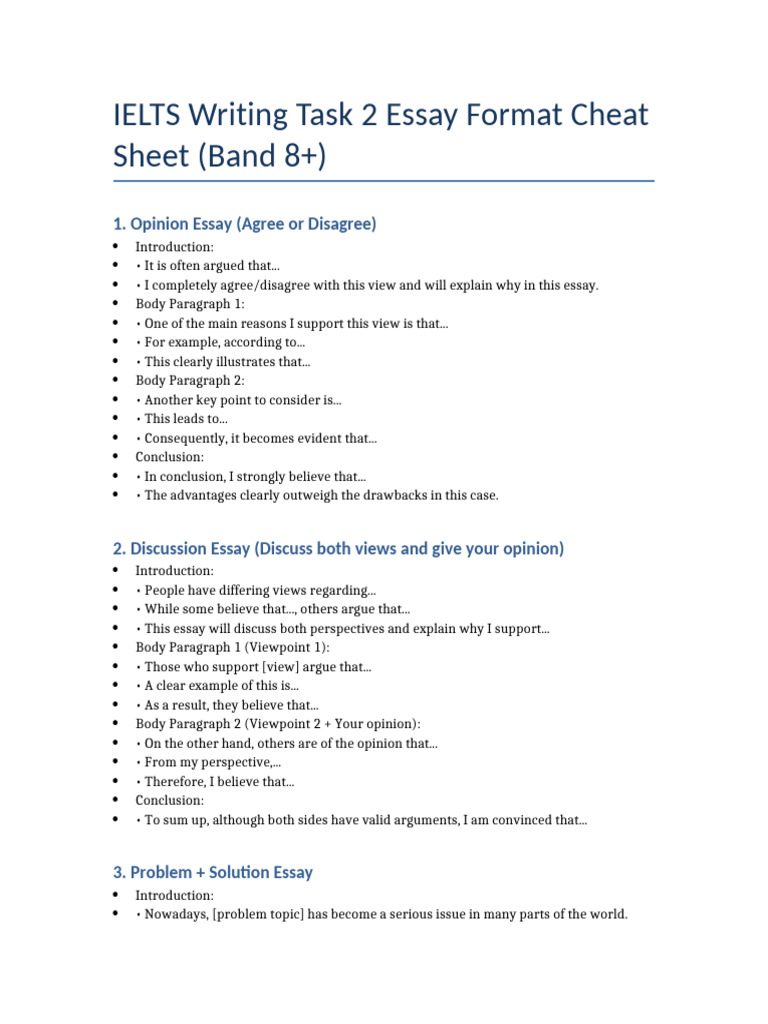 IELTS Writing Task 2 Band 8 Formats | PDF | Essays