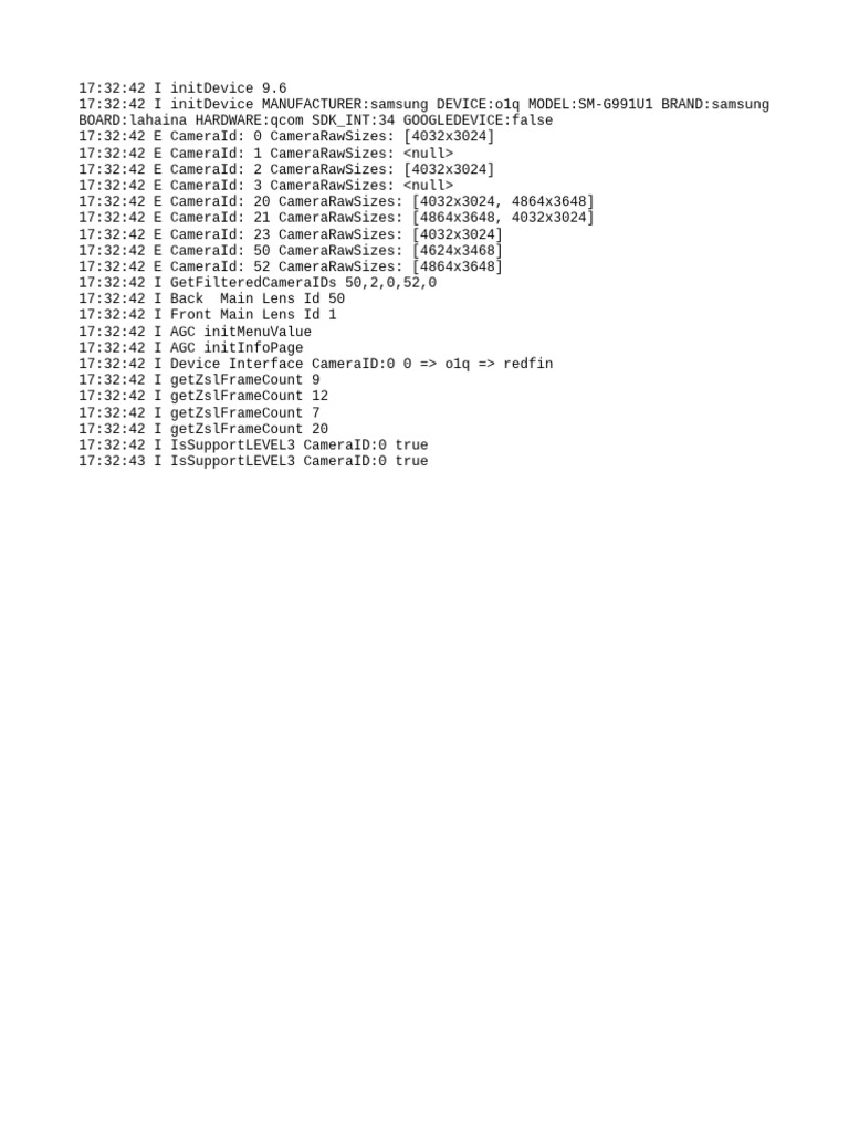 Samsung o1q Camera Initialization Logs | PDF