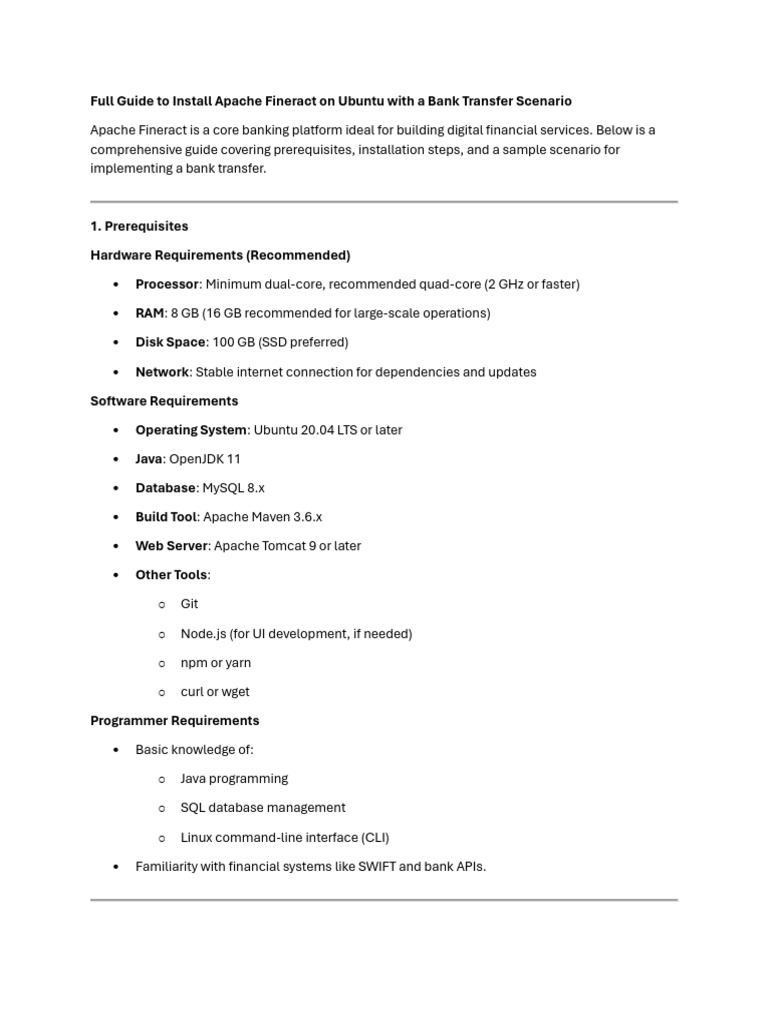 Full Guide to Install Apache Fineract on Ubuntu With a Bank Transfer ...