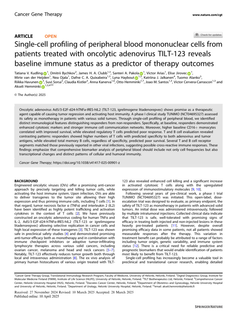 Single-Cell Profiling of Peripheral Blood Mononuclear Cells From ...