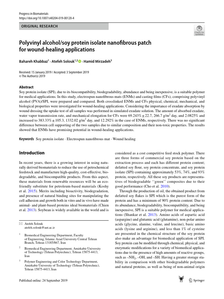 PVA/Soy Protein Patch for Wound Healing | PDF | Amino Acid