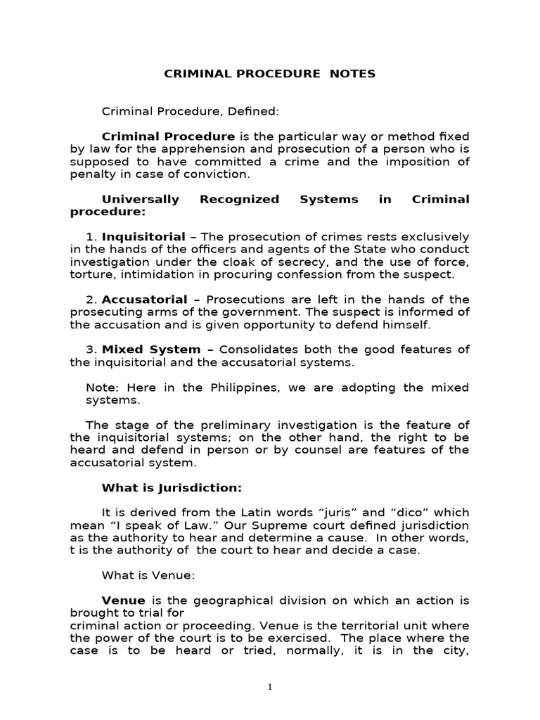 Criminal Procedure 1 | PDF | Bail | Plea