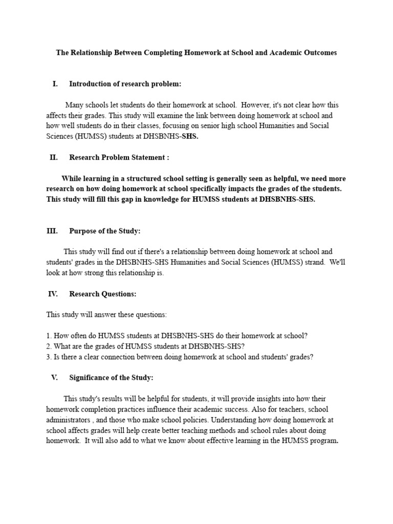The Relationship Between Completing Homeworkat Schooland Academic ...