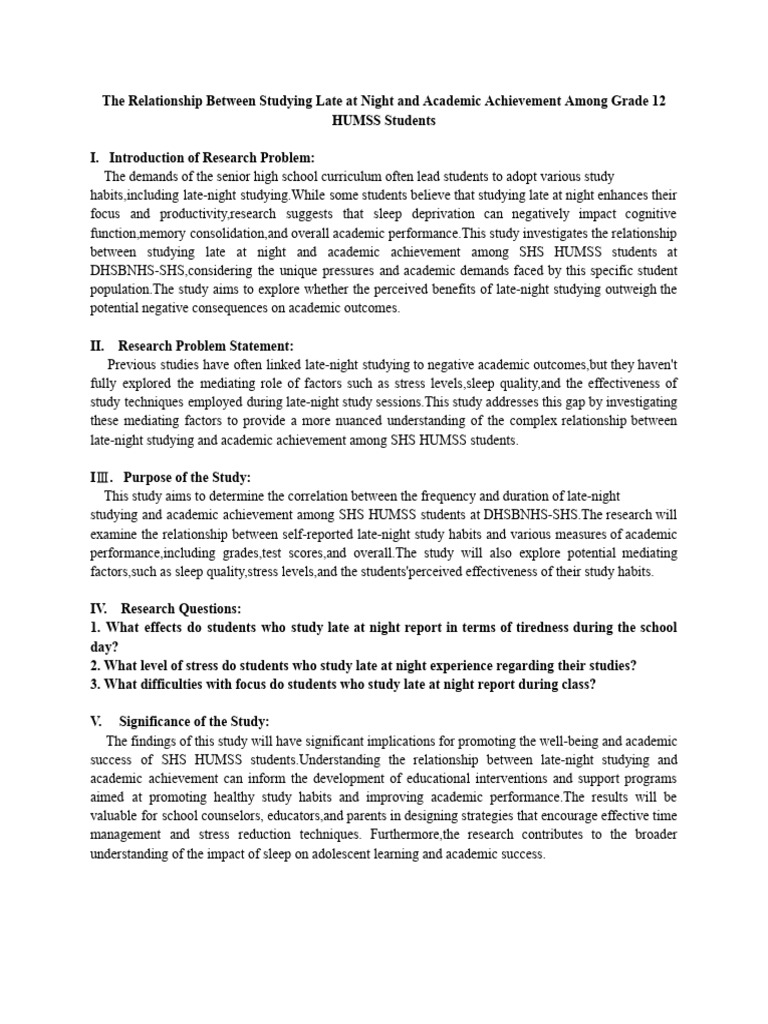 Late-Night Studying and Academic Success | PDF | Sleep | Stress Management