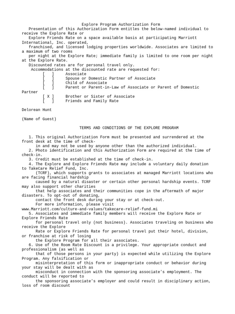 Explore Program Authorization Form | PDF