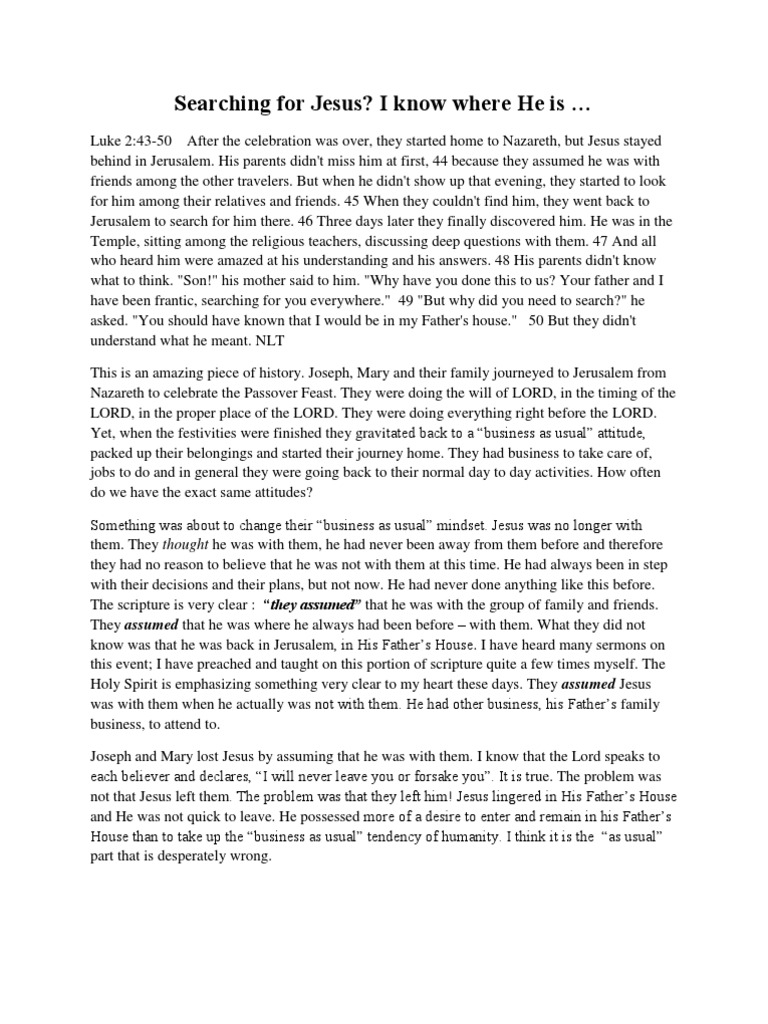 Finding Jesus in His Father's House | PDF | Mary, Mother Of Jesus | Jesus