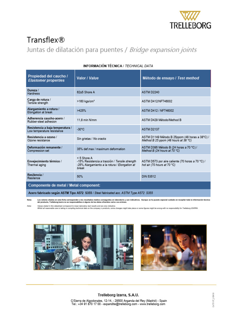 Juntas de dilatación Transflex en Chile | PDF