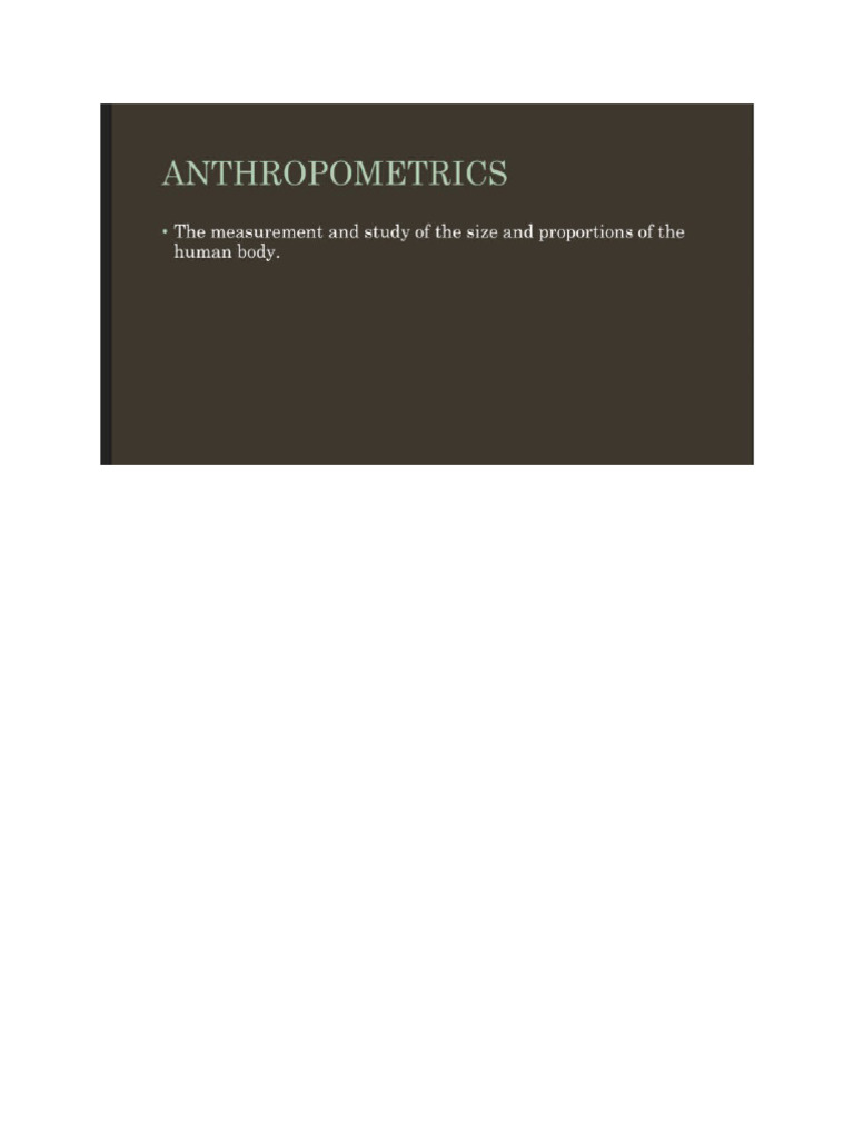 Anthropometrics Ergonomics and Proxemics Module | PDF