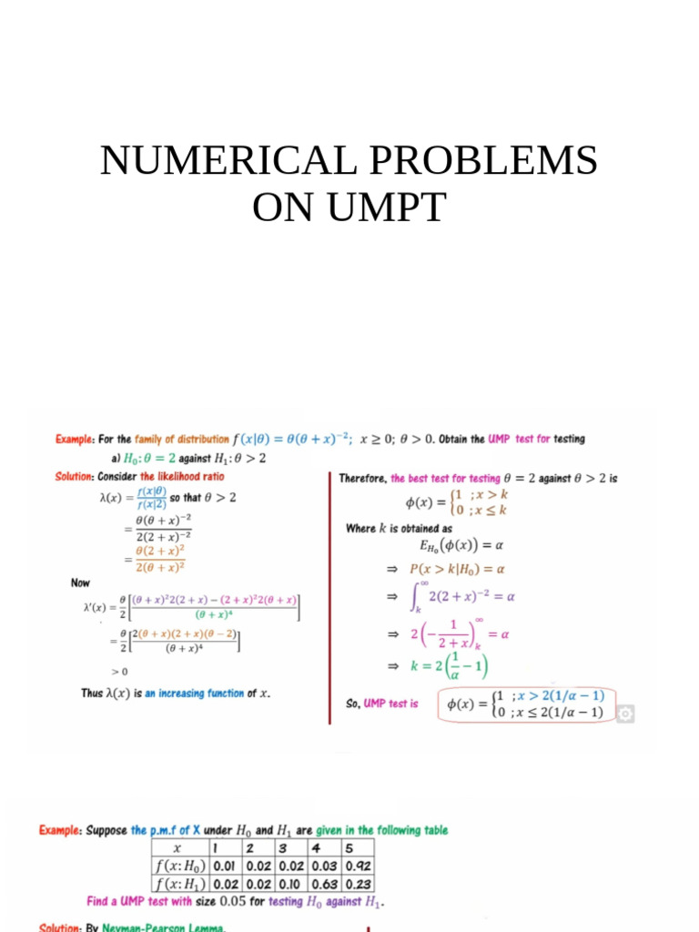 Numerical Problems On Umpt | PDF