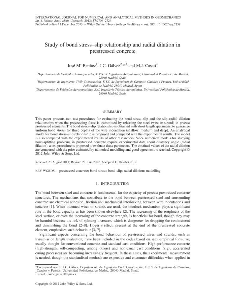 Study of Bond Stress Slip Relationship and Radial Dilation in ...