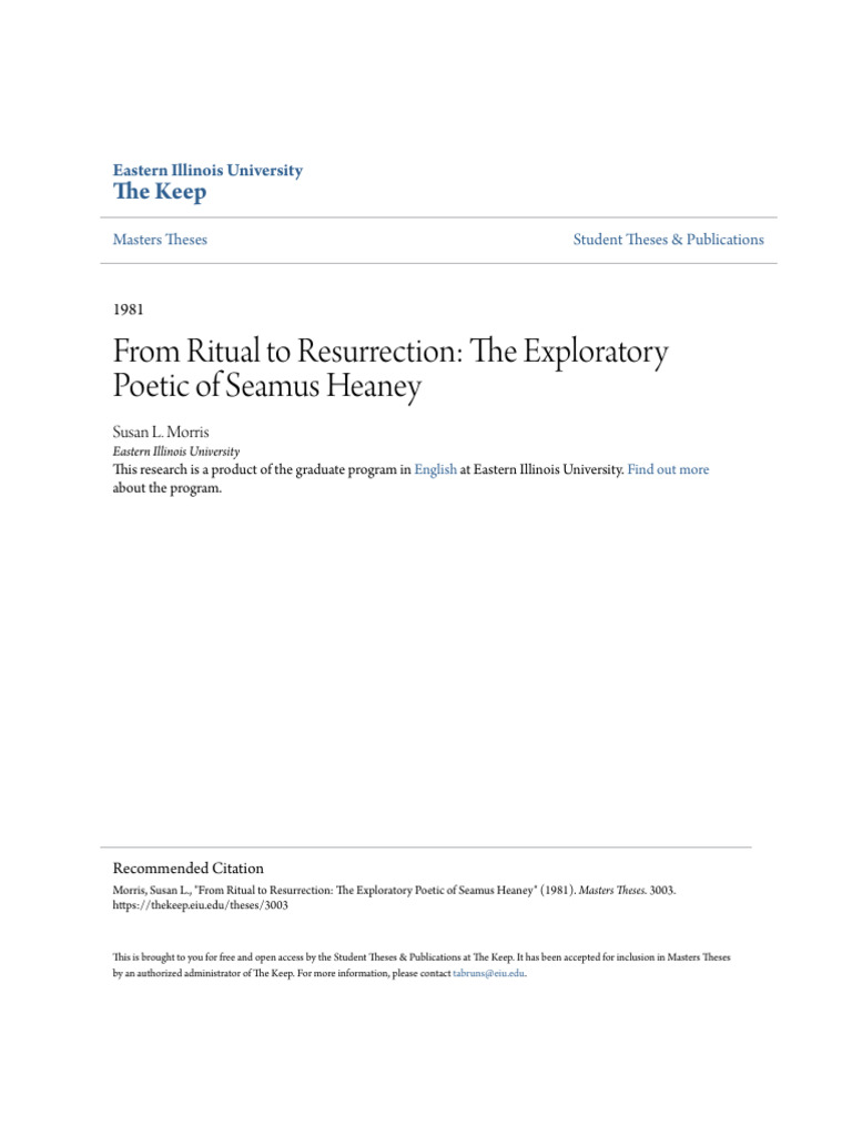 From Ritual To Resurrection - The Exploratory Poetic of Seamus Hea ...