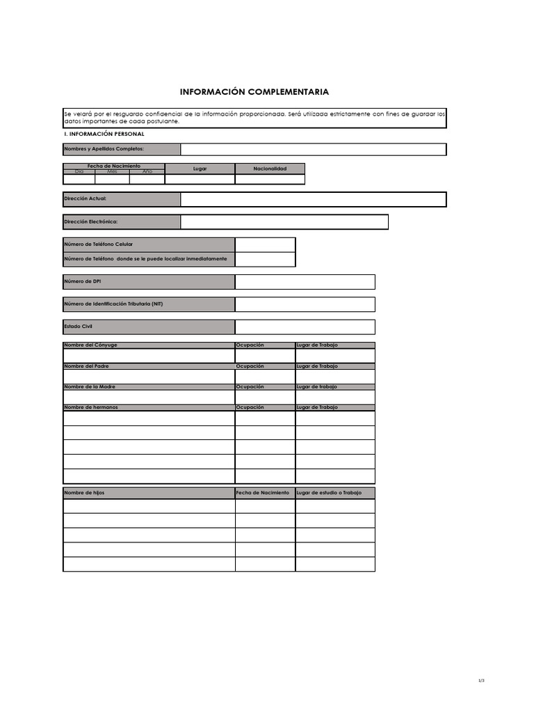 Copia de Información Complementaria | PDF