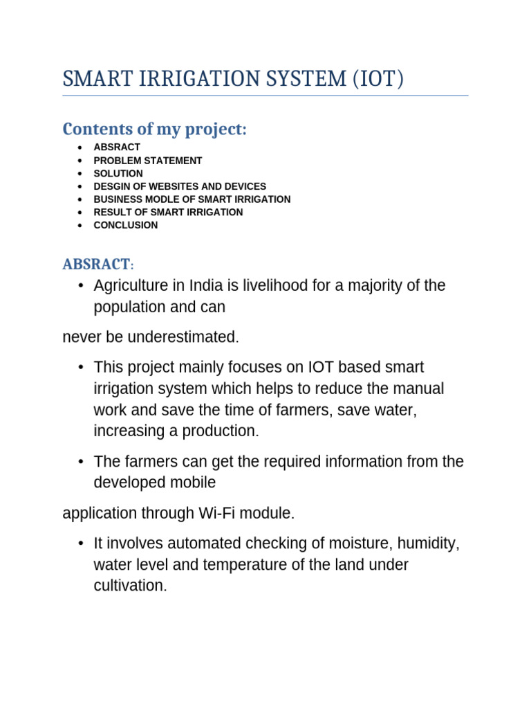 IoT-Based Smart Irrigation System | PDF | Internet Of Things | Agriculture