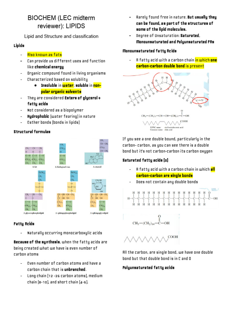 Lipid Structure and Classification Guide | PDF | Fat | Cholesterol