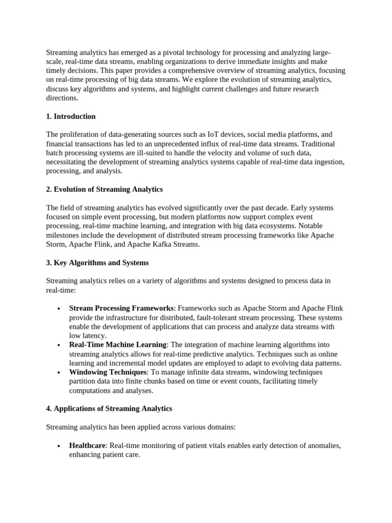 Streaming Analytics Has Emerged As A Pivotal Technology For Processing ...