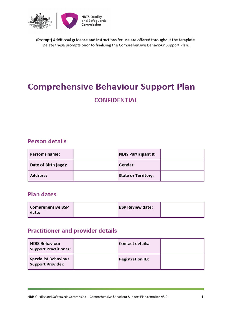 NDIS Comprehensive Behaviour Support Plan | PDF | Risk | Dose ...