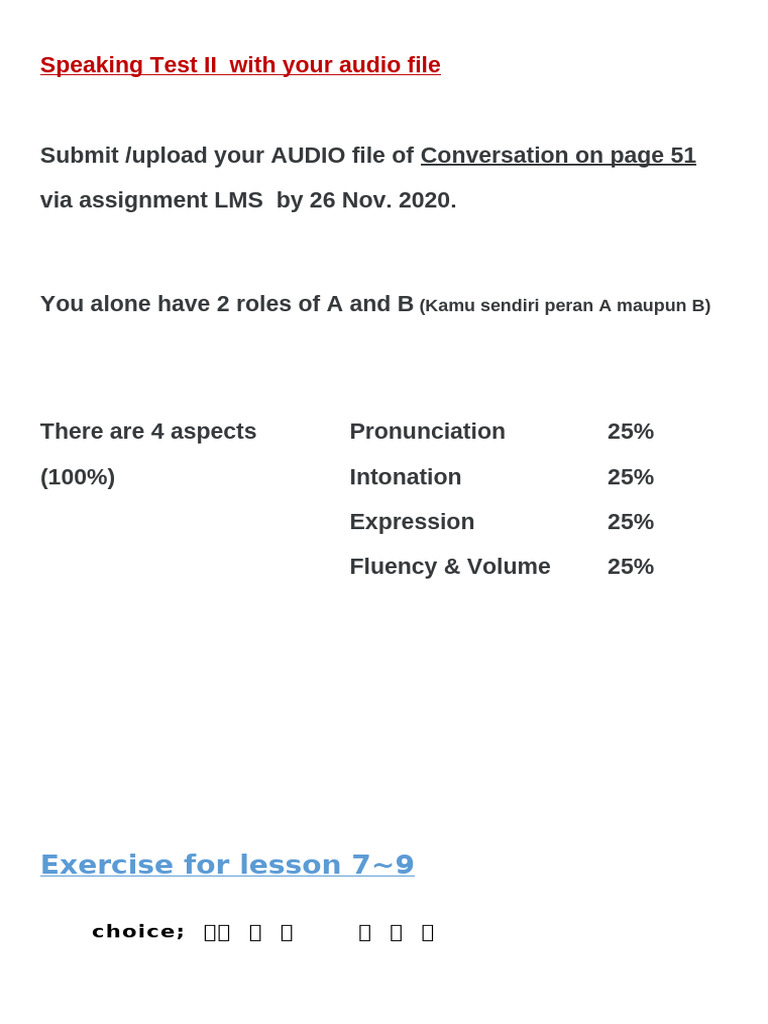 Speaking Test II | PDF