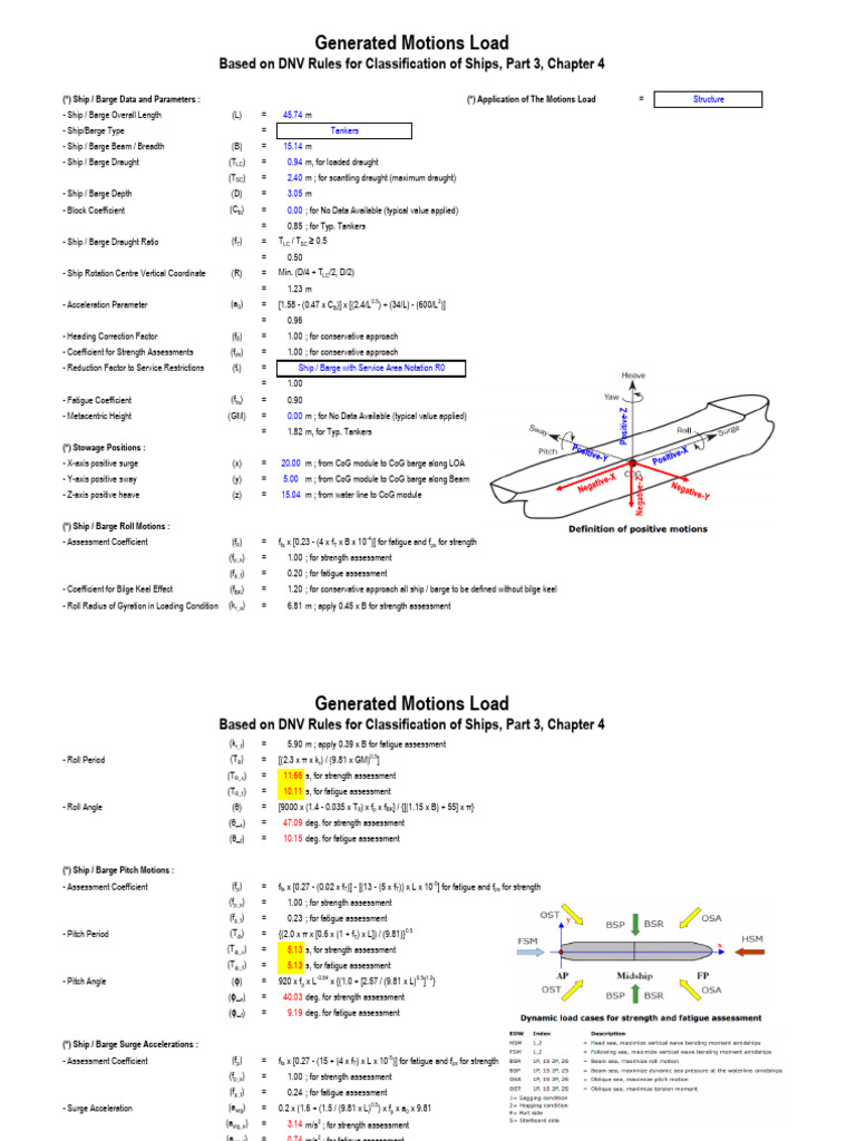 Ship and Barge Motion Load Parameters | PDF | Ships | Mechanical ...
