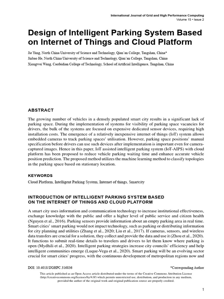 IoT-Based Intelligent Parking System | PDF | Parking | Internet Of Things