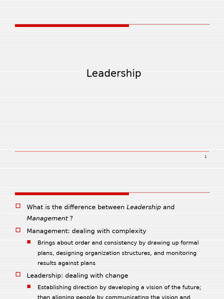 Leadership vs. Management Explained | PDF | Leadership | Industrial ...
