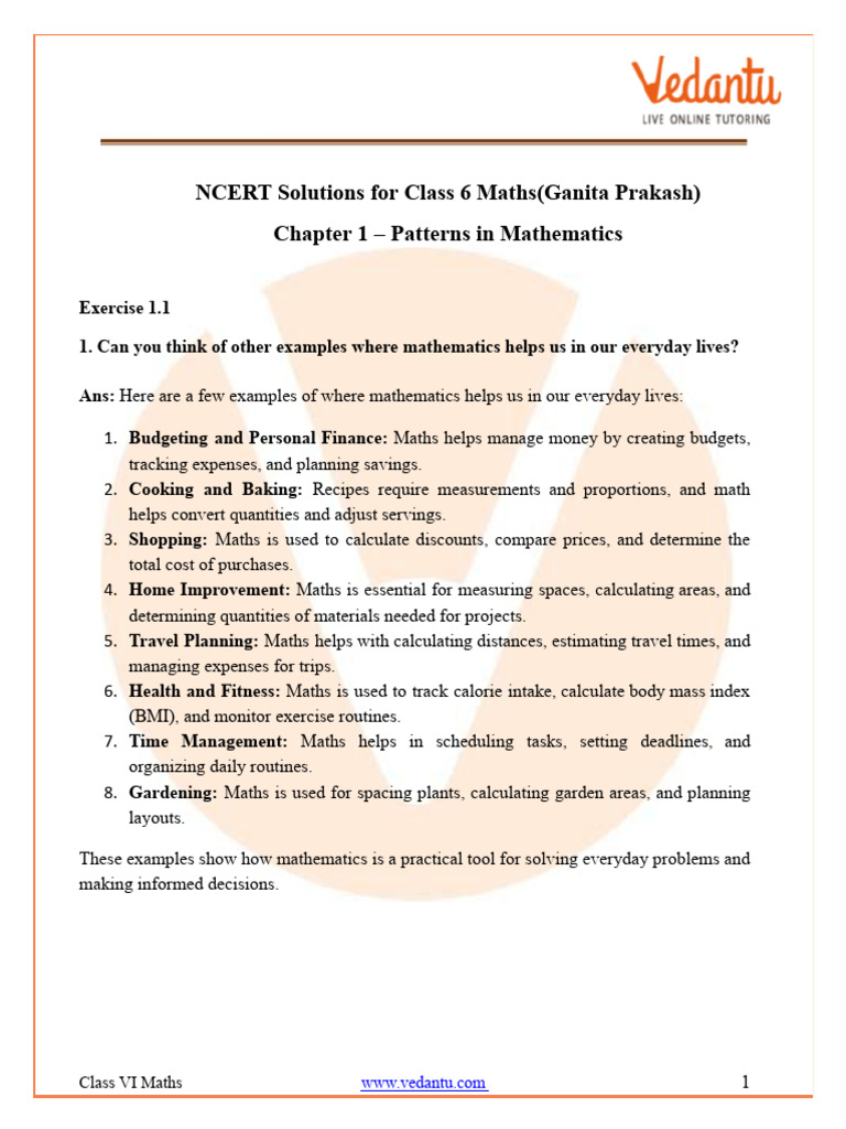 NCERT Solutions For Class 6 Maths CH 1 Patterns in Mathematics Ex 1.1 ...