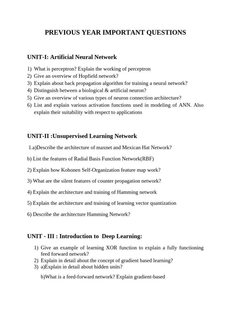 Key Questions on Neural Networks & Deep Learning | PDF