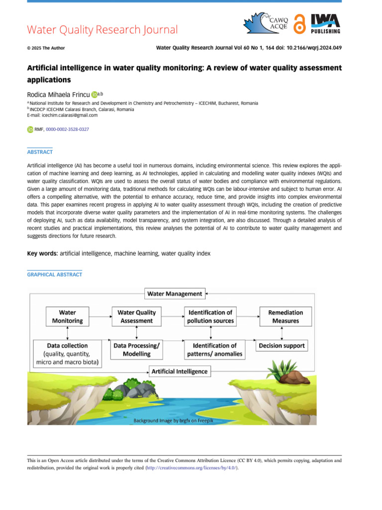 AI Applications in Water Quality Monitoring | PDF | Artificial ...