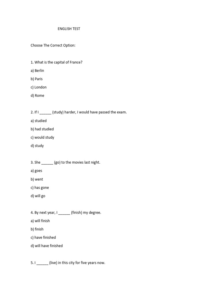 English Grammar Test Questions | PDF | Chess Openings | Chess