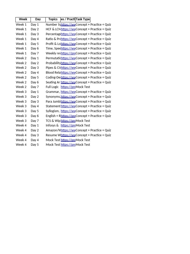 Weekly Reasoning Practice Schedule | PDF | Logic