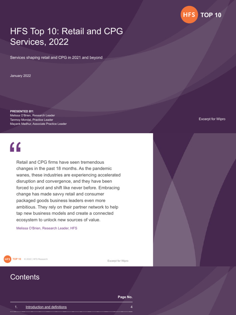 HFS Top 10 Retail and CPG Services 2022 | PDF | Retail | Analytics