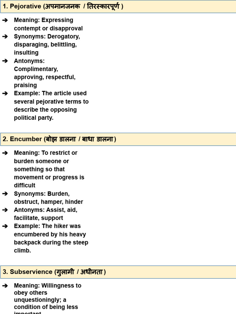 Encumber: Definition and Examples | PDF | Lexical Semantics | Vocabulary