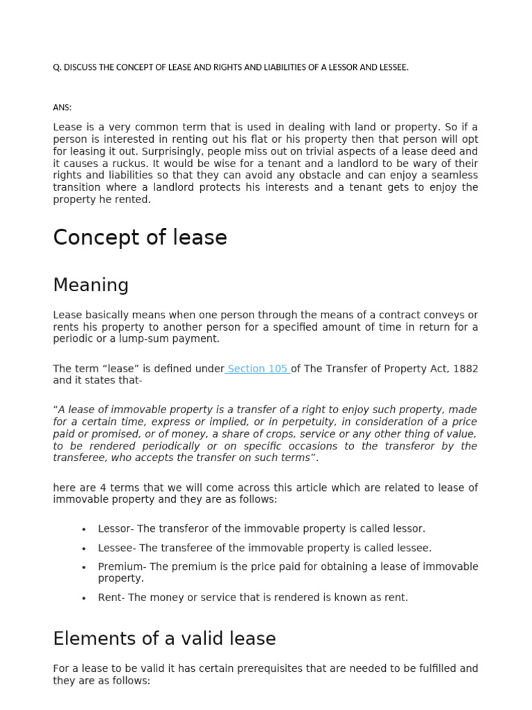 Lease Rights and Liabilities Explained | PDF | Lease | Mortgage Law