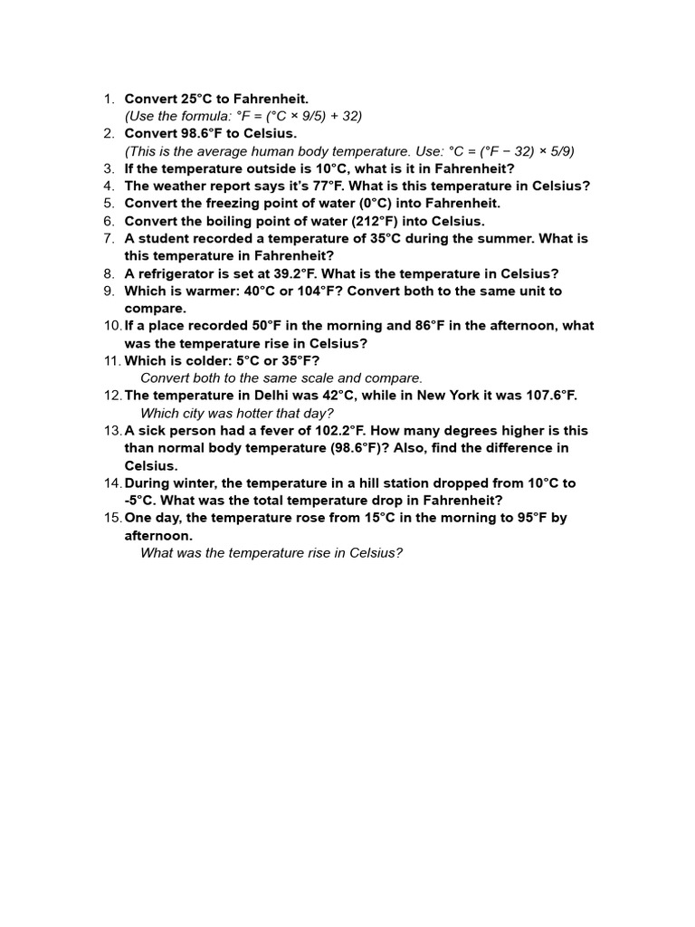 Temperature Conversion Guide | PDF | Fahrenheit | Heat Transfer