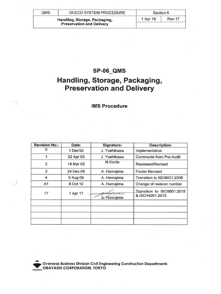 QMS Handling and Storage Procedures | PDF | Quality Management System ...