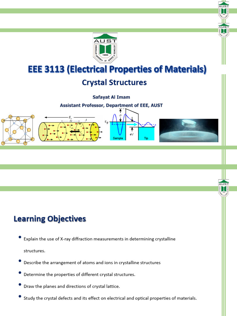 Crystal Structures and Properties Overview | PDF | Crystal Structure ...