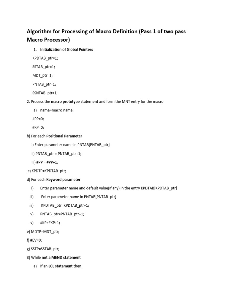 Macro Processor Pass 1 Algorithm | PDF | Parameter (Computer ...