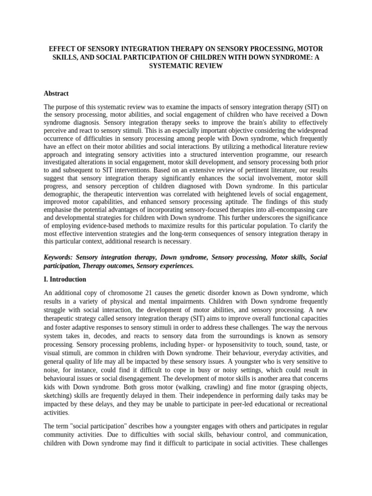 Sensory Integration Therapy for Down Syndrome | PDF | Perception ...
